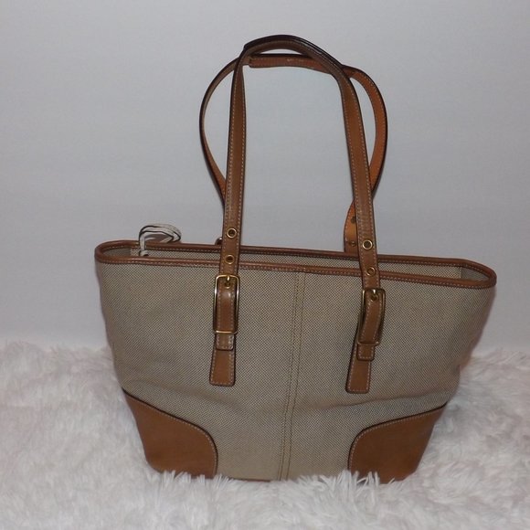 Coach Leather  Gingham Pattern Tote Bag - Picture 1 of 9